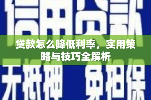 湛江贷款怎么降低利率，实用策略与技巧全解析