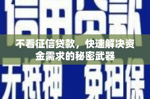 湛江不看征信贷款，快速解决资金需求的秘密武器